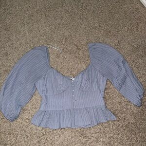 Francesca’s Blue Puff Sleeve Blouse